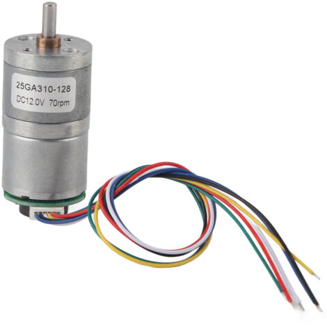 12-V-Gleichstrom-Getriebemotor mit Encoder, 70 U/min, Metallgetriebemotor 25GA-310-128