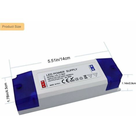12-V-LED-Transformator, BR-Vie-LED-Transformator 230 V auf 12 V, 0–36 W LED-Transformator-Treiber, Konstantspannungsnetzteil für Unterschrankbeleuchtung, LED-Streifenanzeige