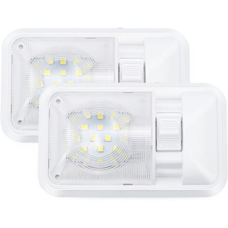 12 V plafonnier LED RV 280 lm, lampe de toit éclairage intérieur pour remorque, camping-car avec interrupteur (Lot de 2) 1