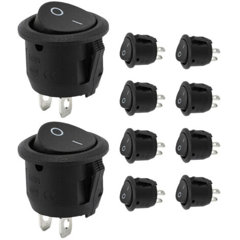 12-V-Schalter (10 Stück), runder schwarzer Schalter, Druckknopf, 12-V-Taster, 10-A-/125-V-Schalter, 6-A-/250-V-Schalter, elektronischer Kfz-Schalter und Mikroschalter