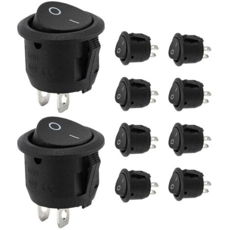 12-V-Schalter (10er-Packung), runder schwarzer Schalter, Druckknopf, 12-V-Taster, 10-A-/125-V-Schalter, 6-A-/250-V-Schalter, elektronischer Kfz-Schalter und Mikroschalter