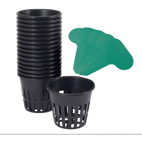 12 vasi a rete idroponica, vaso a rete in plastica per giardino, balcone, piantagione idroponica e coltura fuori suolo (8 cm, nero)