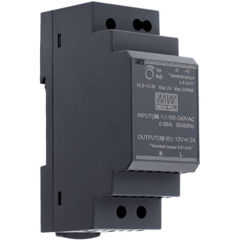 12 VDC  2 A  24 Watt  Mean Well HDR-30-12 alimentatore guida DIN Rail