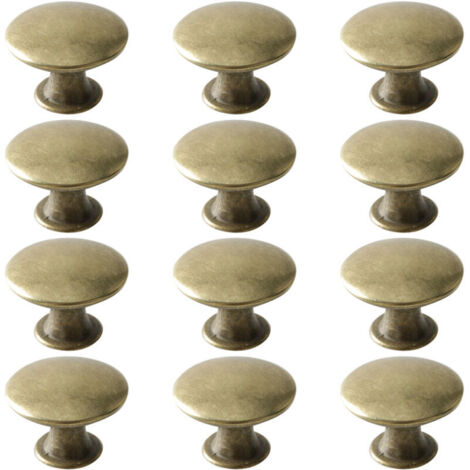 12 Vintage-Schubladenknöpfe, runde antike Möbelgriffe aus Messing, Metallknöpfe für Küchen- und Badezimmerschränke, 30 x 21 mm