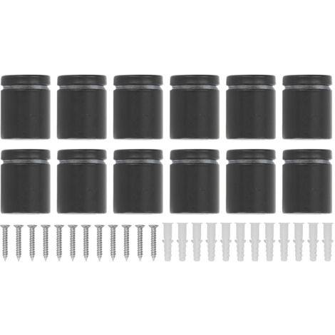 12 Vis à socle noir mat en acier inoxydable, surface polie stable pour galerie d'art, lot de 12 pièces