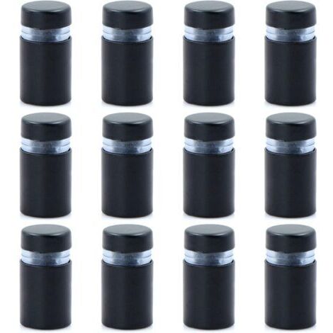 12 viti pubblicitarie, viti distanziatrici per vetro - viti distanziatrici, distanziatori per pannelli, distanziatori per vetro, viti distanziatrici per vetro, acciaio inossidabile (nero opaco 12x20mm