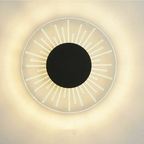 12 W LED-Wandleuchte für den Innenbereich, runde schwarze Wandleuchte, Warmweiß 3000 K, modern, für Schlafzimmer, Wohnzimmer, Treppen, Flur, AC 220 V