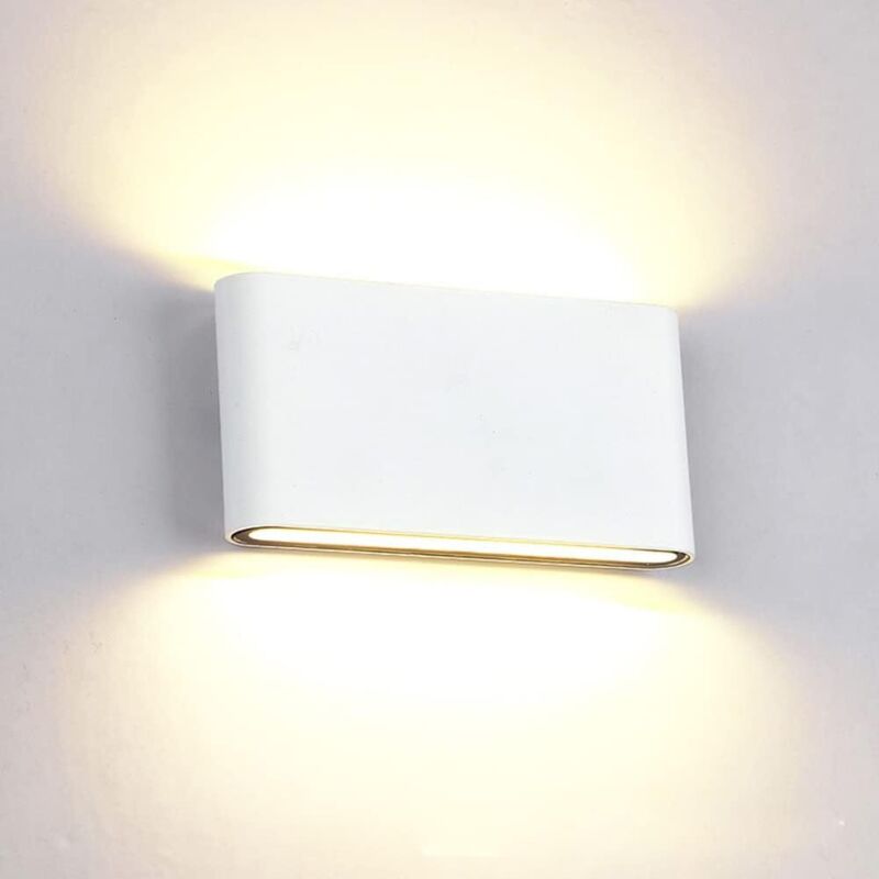 OAAO 12W Moderne Aluminium-Wandleuchte für Innen und Außen – Up- und Downlight, Warmweiß, Weiß, für Schlafzimmer, Flur, Wohnzimmer, Treppe
