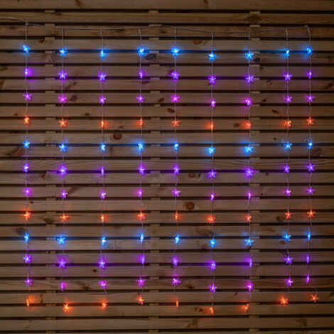 1.2 x 1.2m Light up Christmas Star Curtain Lights with 108 Rainbow LEDs