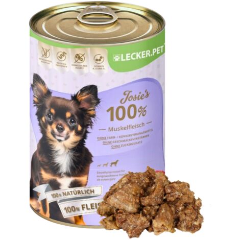 12 x 400 g Lecker.Pet® Josie's 100 % Muskelfleisch Rind Hundefutter Nassfutter