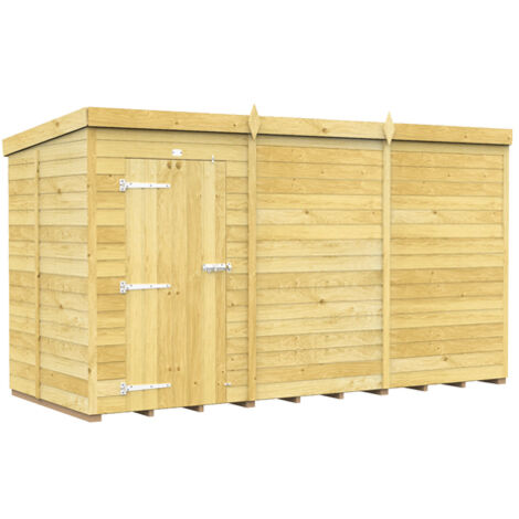 12 x 5 Feet Pent Shed - Single Door Without Windows - Wood - L147 x W358 x H201 cm