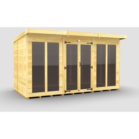 12 x 6 Pent Summer House (Full Height Window)