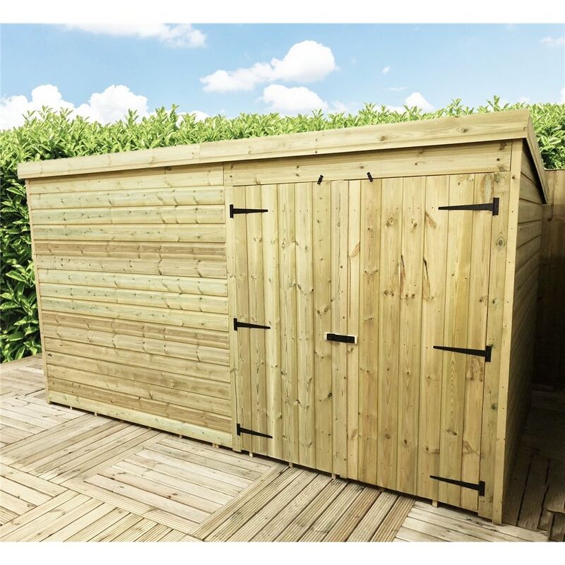 Marlborough Pent Sheds(bs) - 12 x 6 Windowless Pressure Treated Tongue And Groove Pent Shed With Double Doors