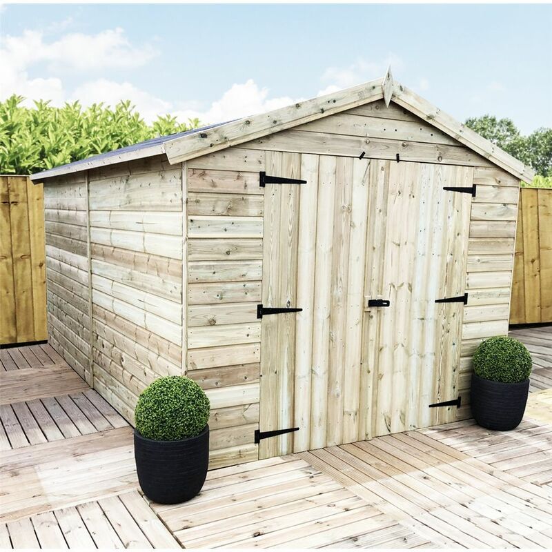 Marlborough Premier Apex Sheds(bs) - 12 x 8 Windowless Premier Pressure Treated Tongue And Groove Apex Shed With Higher Eaves And Ridge Height And