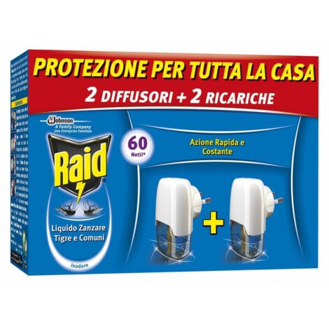 12 x ANTIZANZARE RAID ELETTROEM E LIQUIDO 30 NOTTI 2+2