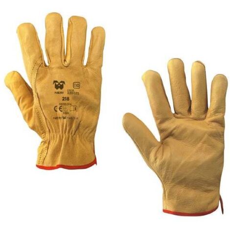 12 x GUANTES INVERNALES DE PIEL DE VACA CON FLORES, TALLA 10