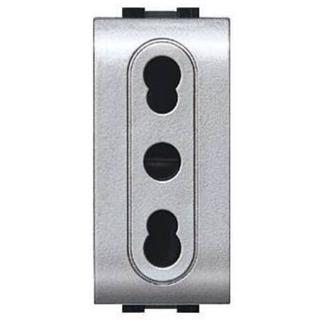 12 x LIFE 4045 TEC PRESA BIPASSO 10/16A ARGENTO SATINAT
