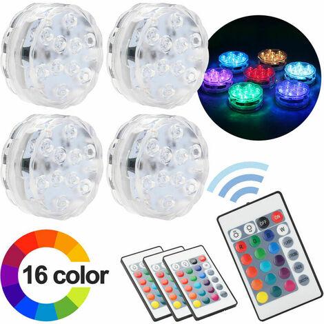 12 x lumières LED,Lumière sous-marine submersible d'ampoule LED RVB LED de piscine + télécommande 16 couleurs，Fonepro