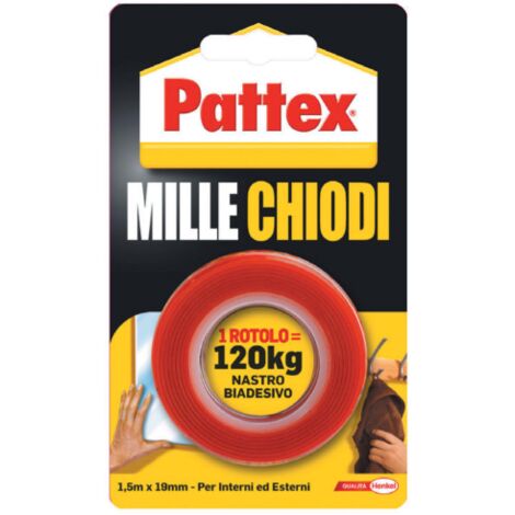 12 x PATTEX MILLECHIODI NASTRO BIADESIVO DI MONTAGGIO