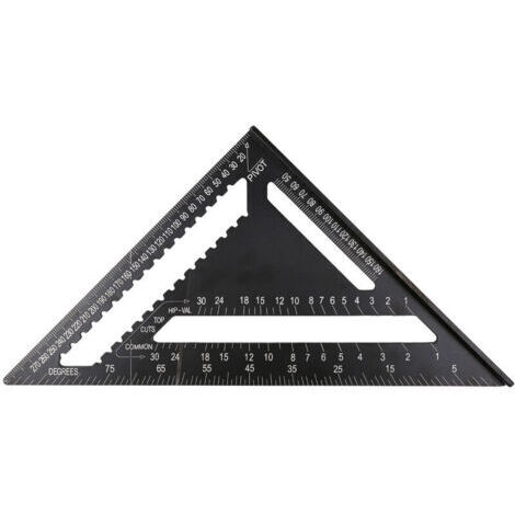 12-Zoll-Dreiecklineal (metrisch), 90-Grad-Winkellineal, Messlineal aus Aluminiumlegierung für Holzbearbeitung