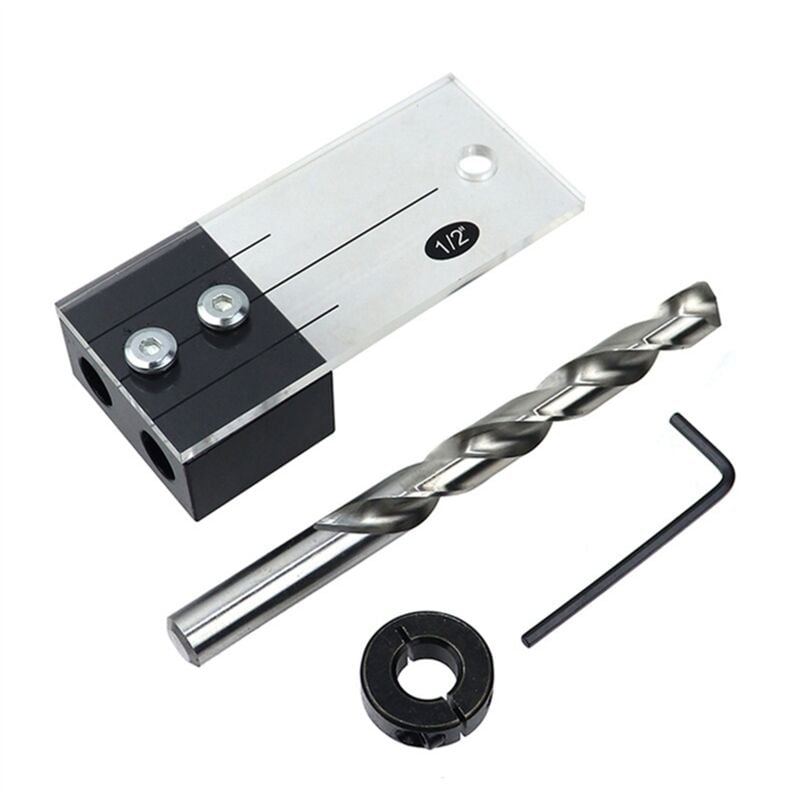 Image of 1/2 Zoll Holzbearbeitung Gerade Loch Stanzen Locator Seite Vertikale Puncher Kit diy Werkzeuge