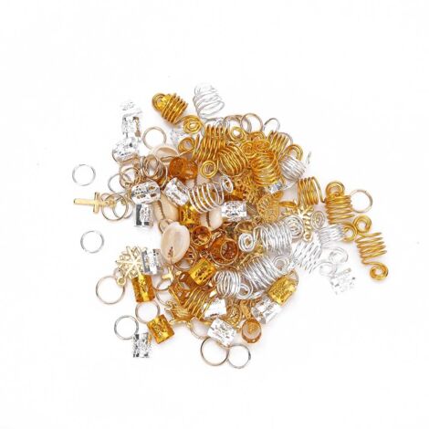 120 anneaux pour tresses dreadlocks, perles décoratives cheveux, accessoire mode coiffure