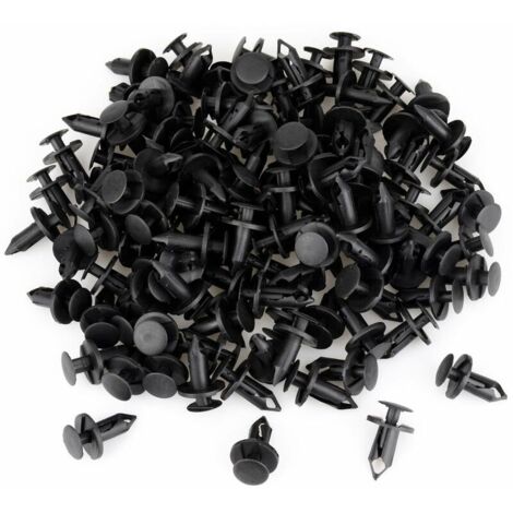 120 clips de fixation, rivets en plastique pour voiture, clips noirs, rivets en plastique à ailettes, trou de 8 mm, rivets à pression.