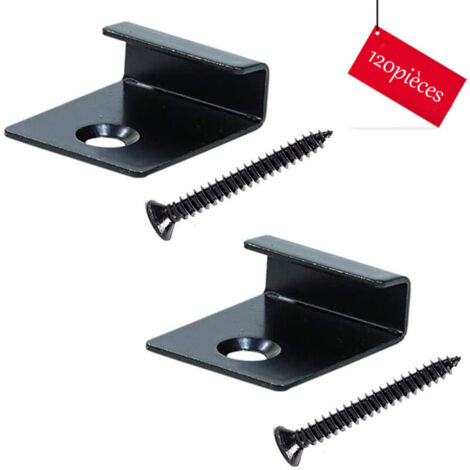 120 clips de terrasse composite, clip de fixation de démarrage caché avec vis autotaraudeuse, quincaillerie de bricolage en acier inoxydable (noir)