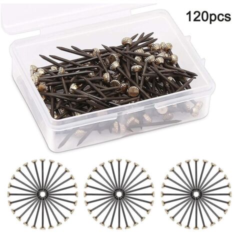 120 clous de fixation pour cadres photo, vis en acier noir à tête en laiton, 1,4 x 25 mm-AquaForge