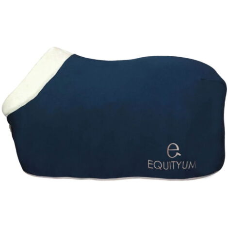 120 cm, blu: Coperta in pile per cavalli modello Cassia con inserto in pelo sul collo