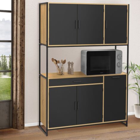 120 CM BOSTON aparador de cocina de 6 puertas de diseño industrial armario + cajón