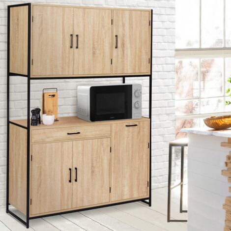 120 cm DETROIT aparador de cocina armario 6 puertas diseño industrial + cajón