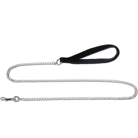 120 cm lange, robuste Metall-Hundeleine mit gepolstertem Griff, klassische Führleine mit komfortablem Nylongriff zum Wandern und Spazierengehen