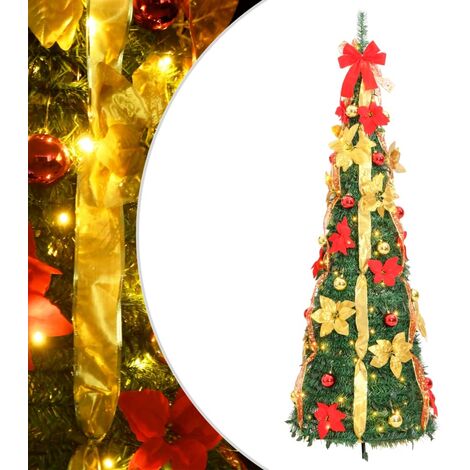 KALISSE 120 cm Sapin de Noël artificiel escamotable 50 LED vert 120 cm"MAISON DECO" - Vert
