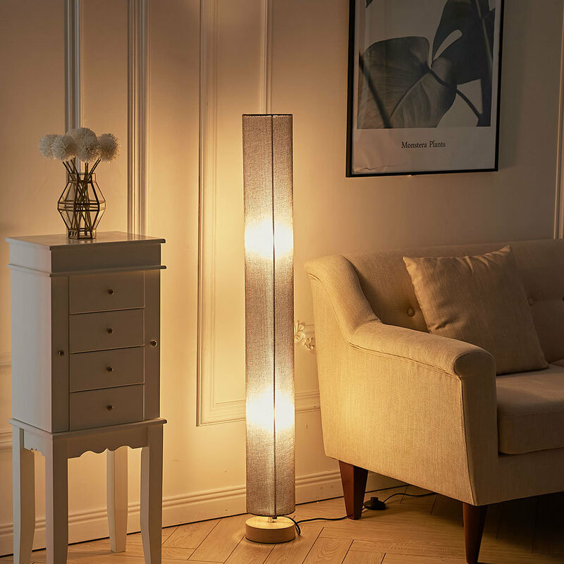 120 cm Tall Floor Lamp Lighting Linen Shade Round, Grey