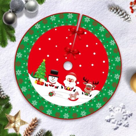 120 cm Weihnachtsbaumdecke, Weihnachtsbaum-Unterlage, Weihnachtsbaumschmuck, Weihnachtsbaumdecke mit Weihnachtsmotiv, Weihnachtsbaummatte, Rot