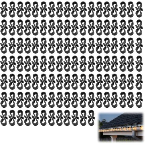 120 crochets en S en plastique noir, crochet multifonction double extrémité, crochet lumineux pour guirlande de Noël, adapté à la décoration intérieure et extérieure
