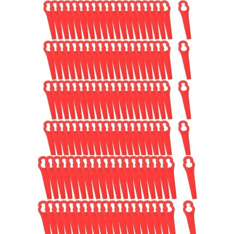 120 cuchillas de plástico para desbrozadoras y bordeadoras de césped, cuchillas de repuesto rojas de plástico, cuchillas de plástico de 8,3 cm para desbrozadoras de jardín y bordeadoras de césped (roj