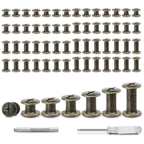 120 jeux de vis à riveter pour cuir, quincaillerie de fixation A--