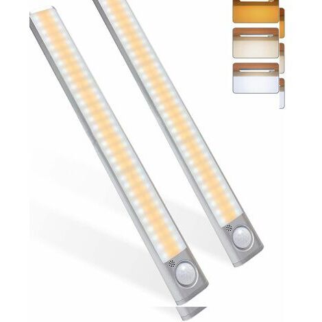120-LED-Schrankleuchte mit Bewegungsmelder, einstellbarer Helligkeit und 3 Farben, USB-aufladbar, kabellos, geeignet für Schränke, Küchen, Flure, Garagen, Taschenlampe