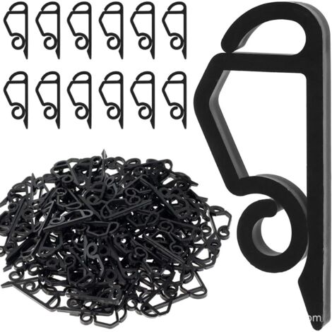 120 mini ganchos para luces navideñas, de plástico, resistentes a la intemperie, para decoración navideña (negros)