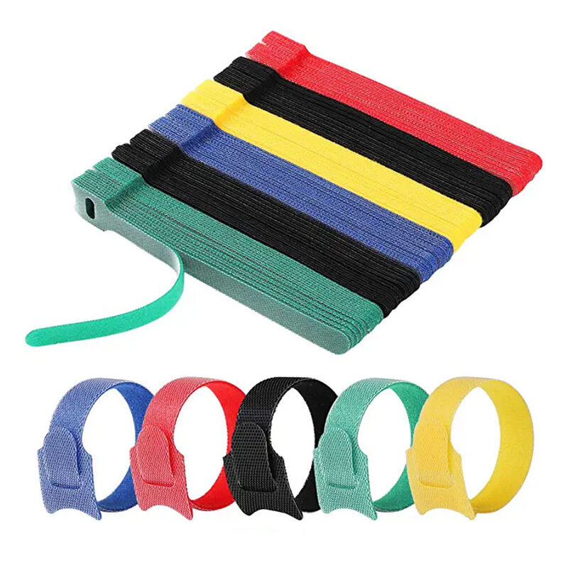 Cyslmuk - 120 Pack Reusable Nylon Cable Ties, [150mm x 12mm] Adjustable Hook and Loop Cable Ties for Offices, Gardens and More - Random Colors