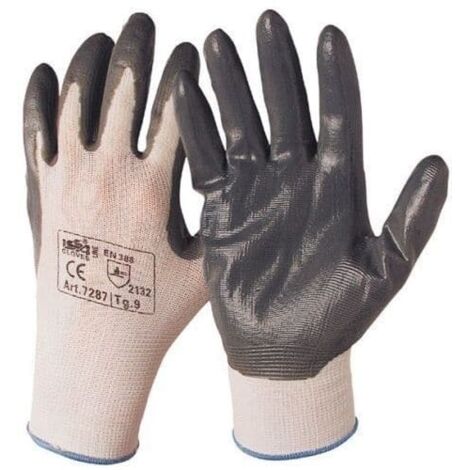 120 PAIA DI GUANTI DA LAVORO SPALMATI NYLON / NITRILE MISURA 10 guanto coppia