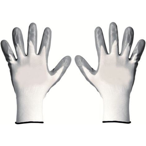 120 PAIA DI GUANTI DA LAVORO SPALMATI NYLON NITRILE MISURA 10 GUANTO COPPIA BIANCHI 0WGra