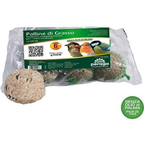 PERAGASHOP 120 PALLE DI GRASSO MANGIME 90GR NO OLIO DI PALMA Cibo per Uccelli Selvatici