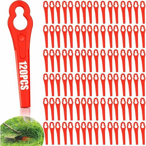 120 pcs Lame Coupe Bordure, Lame Plastique Coupe Bordure, Lames de Rechange en Plastique, Lames Plastique de Rechange pour Coupe Bordures pour Jardin et Pelouse Coupe Bordures Grass Trimmer Outil de r