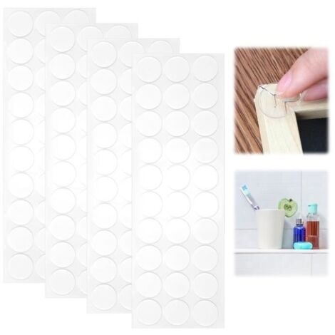 120 Pcs Ruban Double Face 20mm Transparent Rond Points Adhsifs Scratch Autocollant Adhsif Amovible Multi-usages JOINT D'ETANCHEITE