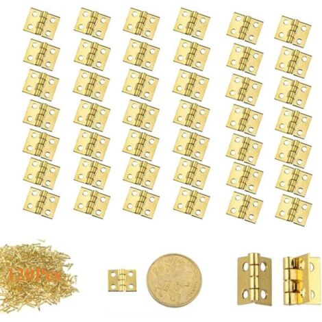 120 pezzi Connettori per cerniere terminali Cerniere per porte Mini cerniere vintage (con 480 viti) e viti Mini connettori per cerniere per cassetti e armadietti Porta Cassetto - Oro