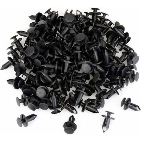 120 pezzi di clip per rivetti di fissaggio in plastica per auto, clip per auto nere, rivetti in plastica, parafango, foro di spinta da 8 mm, rivetti di fissaggio in plastica