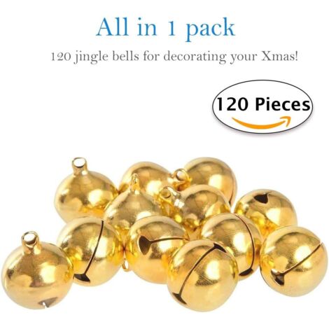 120 pezzi piccoli Jingle Bells, Jingle Bells in metallo dorato, campanelli di Natale per la creazione di gioielli o decorazioni natalizie - 12 mm